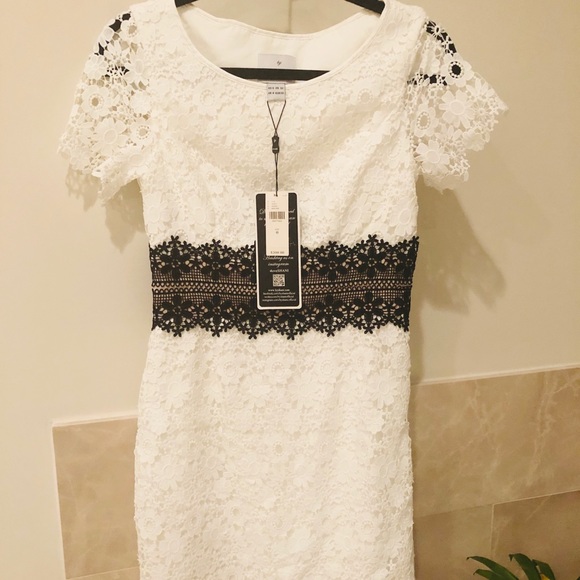 Anthropologie Shani Dress Lace Black & White - Picture 1 of 4